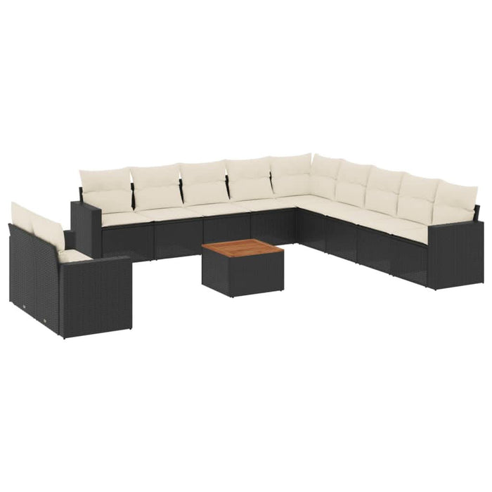 Set canapele de grădină, 12 piese, cu perne, negru, poliratan - WALTI WALTI