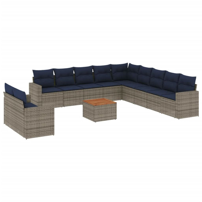 Set mobilier de grădină cu perne, 12 piese, gri, poliratan - WALTI WALTI