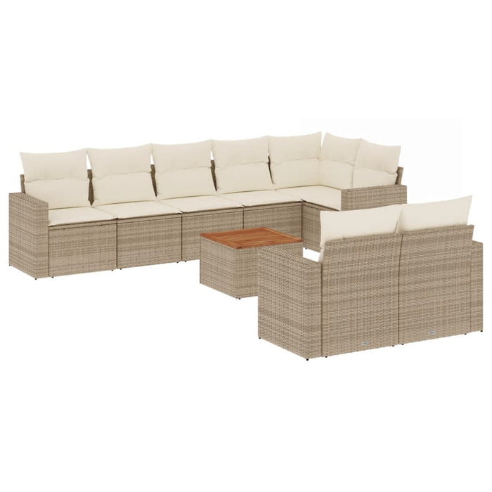Set canapele de grădină, 9 piese, cu perne, bej, poliratan - WALTI WALTI