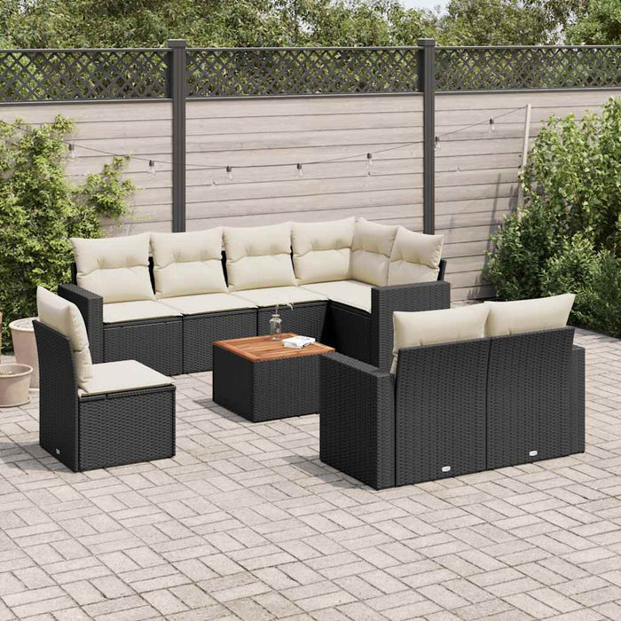 Set mobilier de grădină cu perne, 9 piese, negru, poliratan - WALTI WALTI