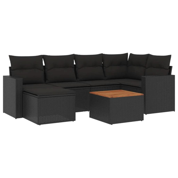 Set canapele de grădină cu perne, 7 piese, negru, poliratan - WALTI WALTI