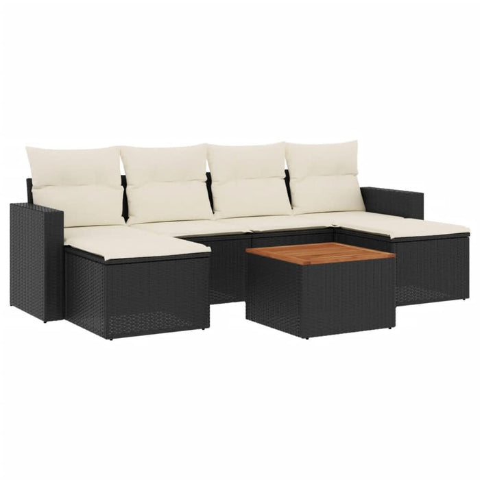 Set canapele de grădină cu perne, 7 piese, negru, poliratan - WALTI WALTI