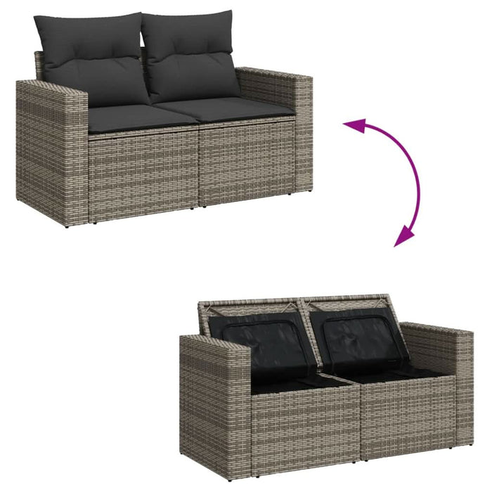 Set canapele de grădină, 9 piese, cu perne, gri, poliratan - WALTI WALTI