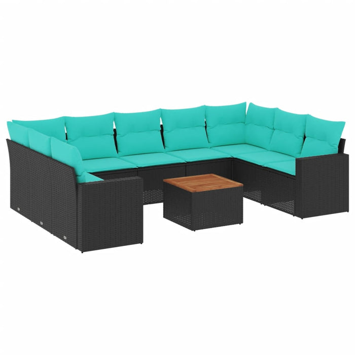 Set canapele de grădină cu perne, 10 piese, negru, poliratan - WALTI WALTI