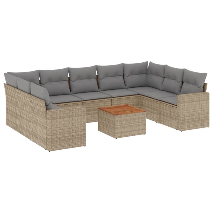 Set canapele de grădină, 10 piese, cu perne, bej, poliratan - WALTI WALTI