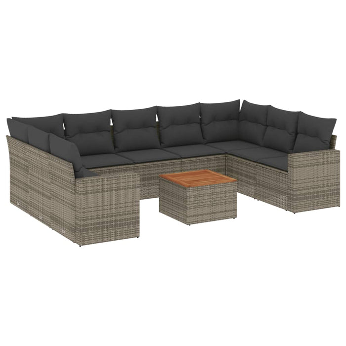 Set mobilier de grădină cu perne, 10 piese, gri, poliratan - WALTI WALTI