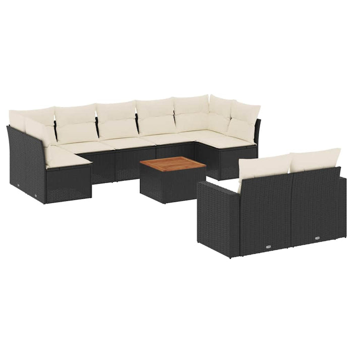 Set canapele de grădină cu perne, 10 piese, negru, poliratan - WALTI WALTI
