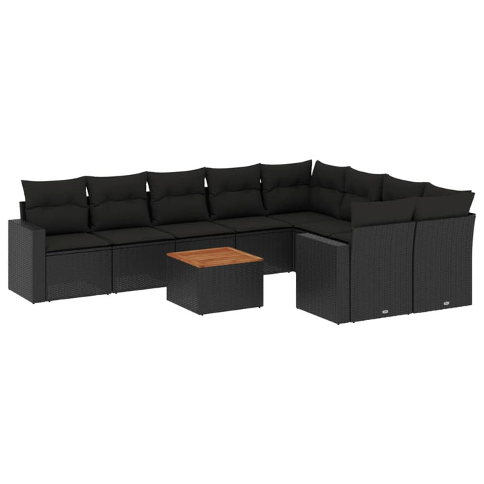 Set canapele de grădină cu perne, 10 piese, negru, poliratan - WALTI WALTI