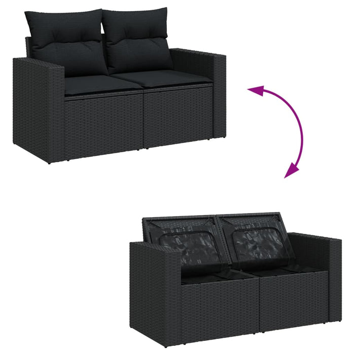 Set canapele de grădină cu perne, 10 piese, negru, poliratan - WALTI WALTI