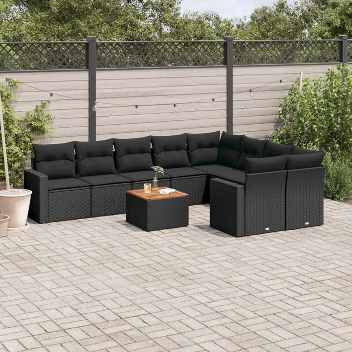 Set canapele de grădină cu perne, 10 piese, negru, poliratan - WALTI WALTI