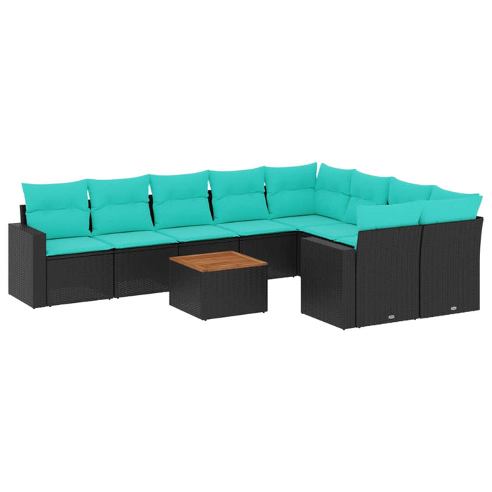 Set canapele de grădină cu perne, 10 piese, negru, poliratan - WALTI WALTI