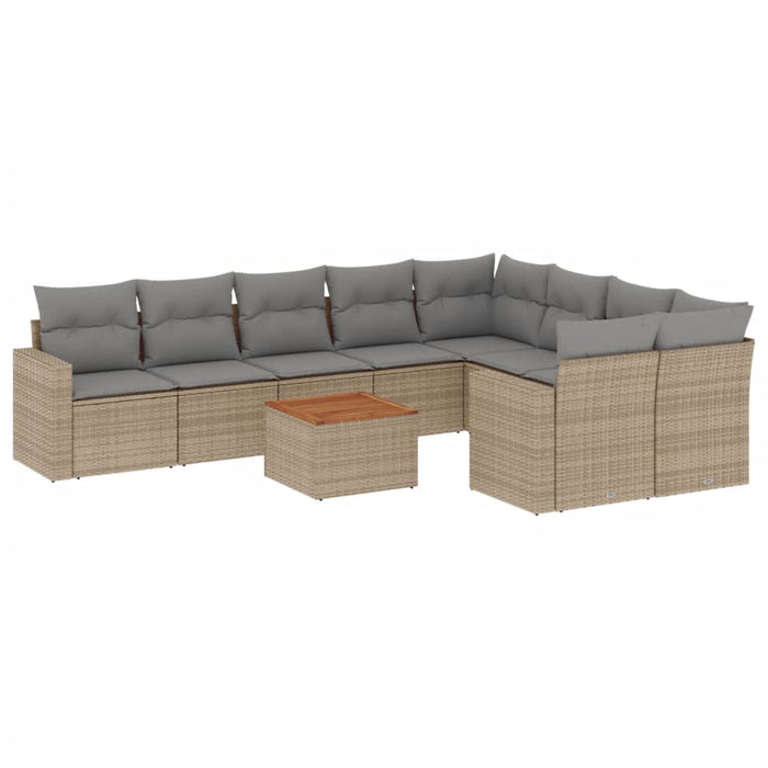Set canapele de grădină, 10 piese, cu perne, bej, poliratan - WALTI WALTI