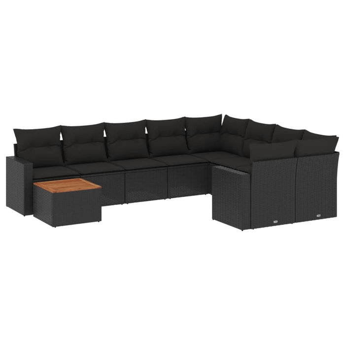 Set canapele de grădină cu perne, 10 piese, negru, poliratan - WALTI WALTI