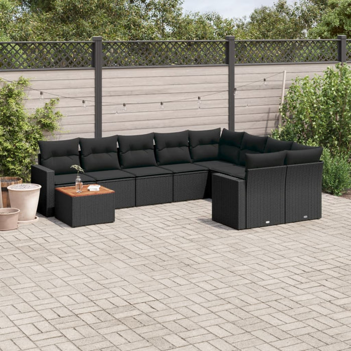 Set canapele de grădină cu perne, 10 piese, negru, poliratan - WALTI WALTI