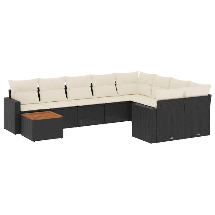 Set canapele de grădină cu perne, 10 piese, negru, poliratan - WALTI WALTI
