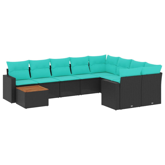 Set canapele de grădină cu perne, 10 piese, negru, poliratan - WALTI WALTI