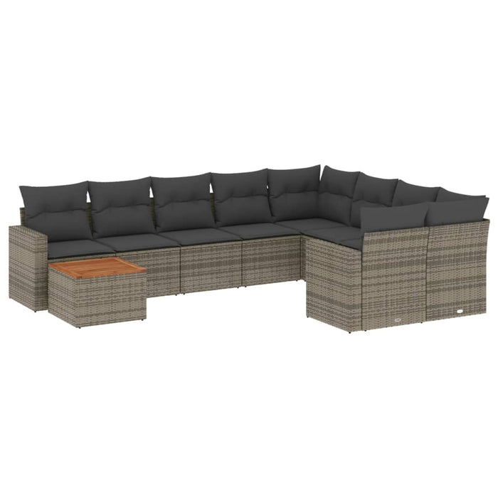 Set mobilier de grădină cu perne, 10 piese, gri, poliratan - WALTI WALTI