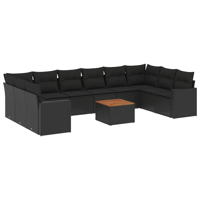 Set canapele de grădină cu perne, 11 piese, negru, poliratan - WALTI WALTI