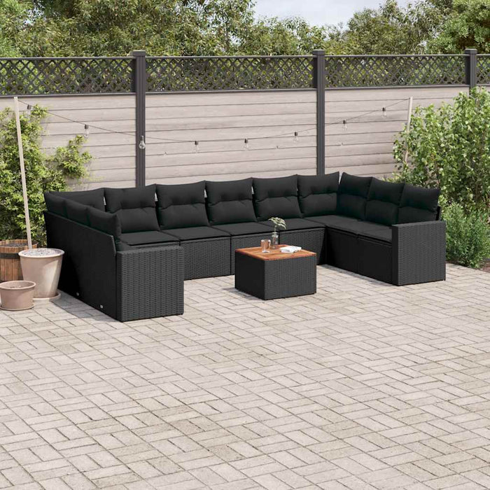 Set canapele de grădină cu perne, 11 piese, negru, poliratan - WALTI WALTI
