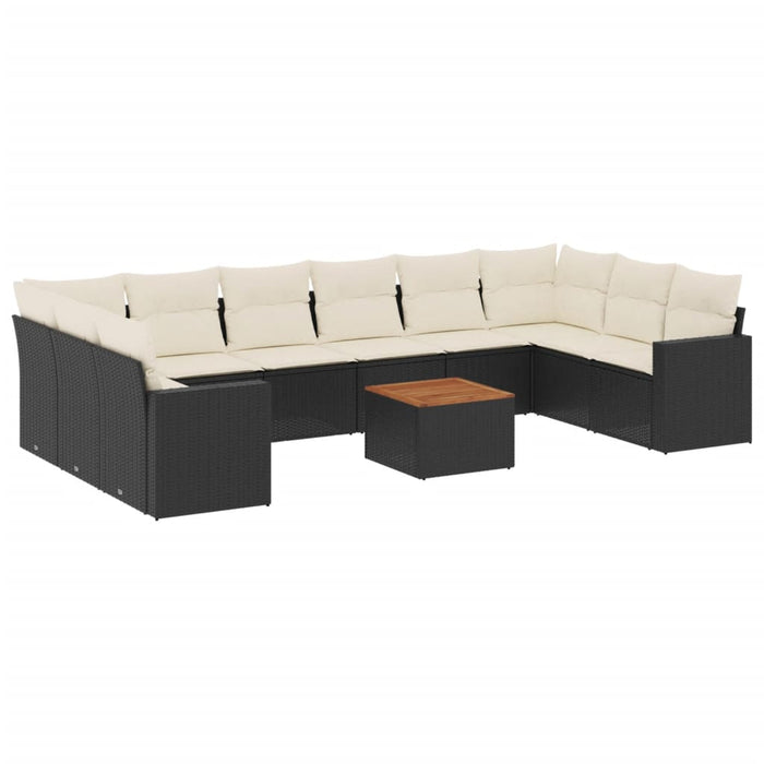 Set canapele de grădină cu perne, 11 piese, negru, poliratan - WALTI WALTI
