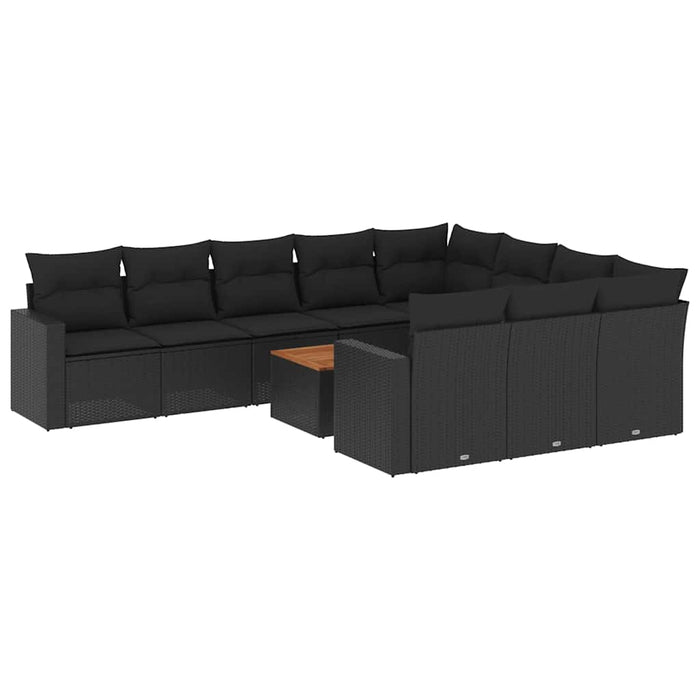 Set canapele de grădină cu perne, 11 piese, negru, poliratan - WALTI WALTI