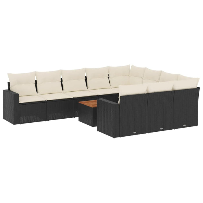 Set canapele de grădină cu perne, 11 piese, negru, poliratan - WALTI WALTI