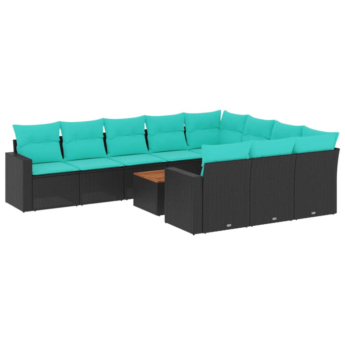 Set canapele de grădină cu perne, 11 piese, negru, poliratan - WALTI WALTI