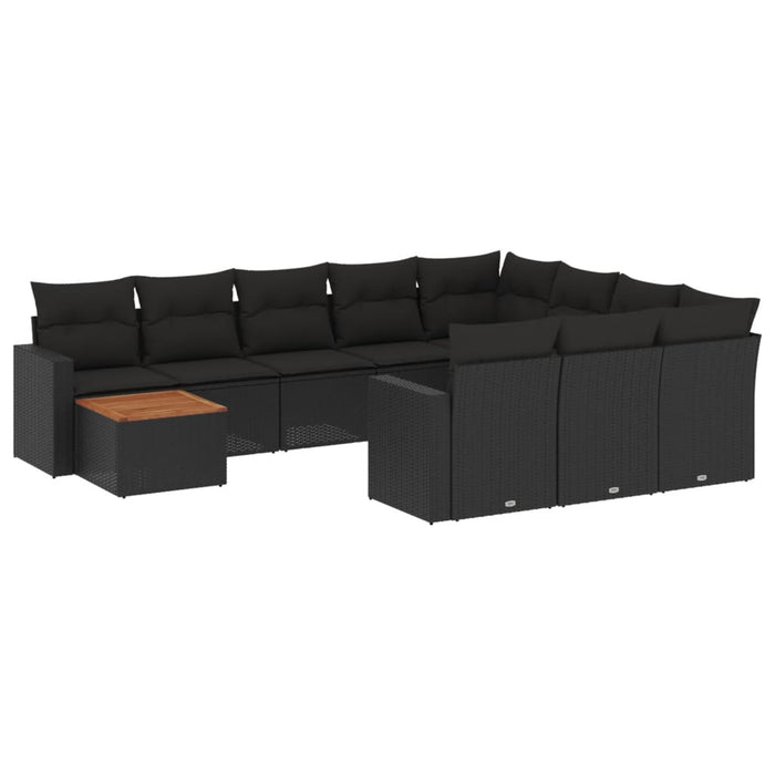 Set canapele de grădină cu perne, 11 piese, negru, poliratan - WALTI WALTI