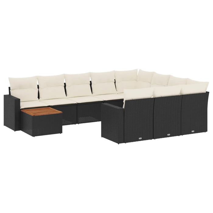 Set canapele de grădină cu perne, 11 piese, negru, poliratan - WALTI WALTI