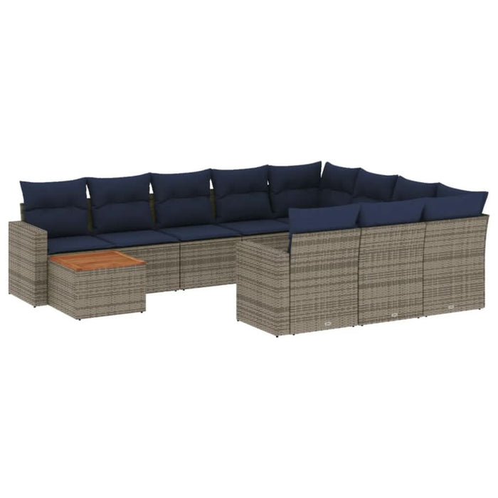 Set canapele de grădină cu perne, 11 piese, gri, poliratan - WALTI WALTI