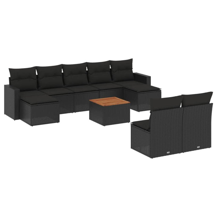 Set canapele de grădină cu perne, 10 piese, negru, poliratan - WALTI WALTI