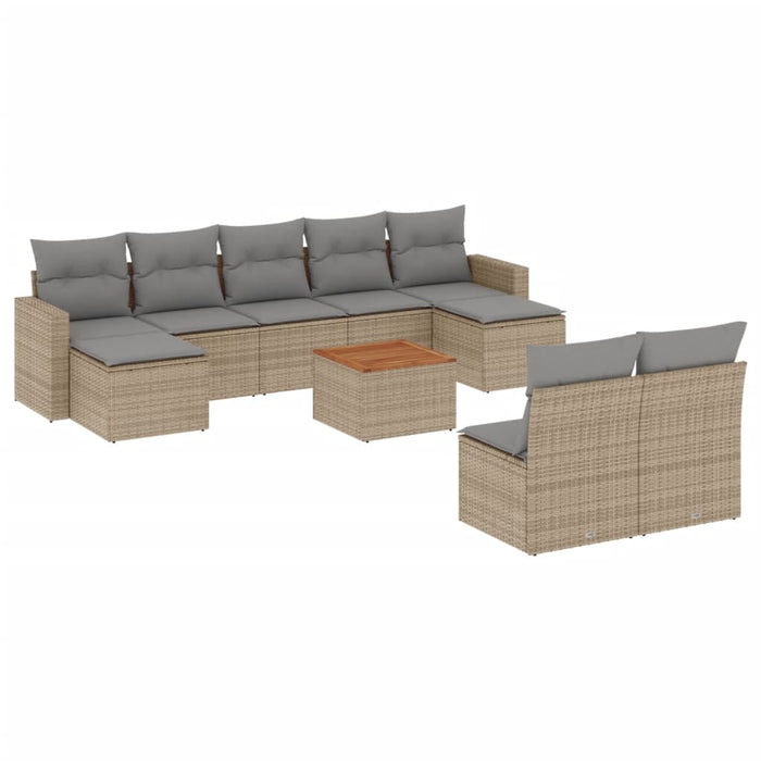 Set canapele de grădină, 10 piese, cu perne, bej, poliratan - WALTI WALTI