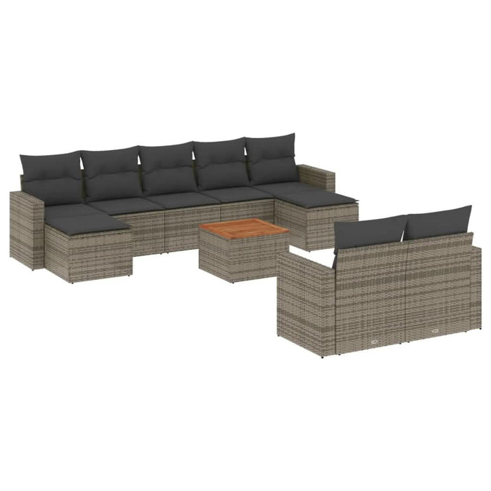Set mobilier de grădină cu perne, 10 piese, gri, poliratan - WALTI WALTI