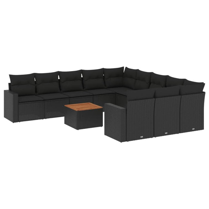 Set canapele de grădină, 12 piese, cu perne, negru, poliratan - WALTI WALTI