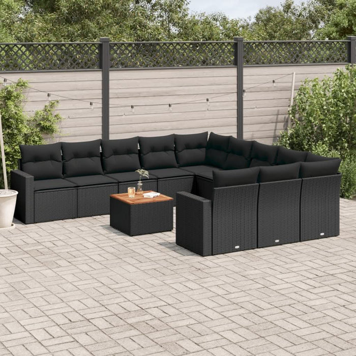 Set canapele de grădină, 12 piese, cu perne, negru, poliratan - WALTI WALTI