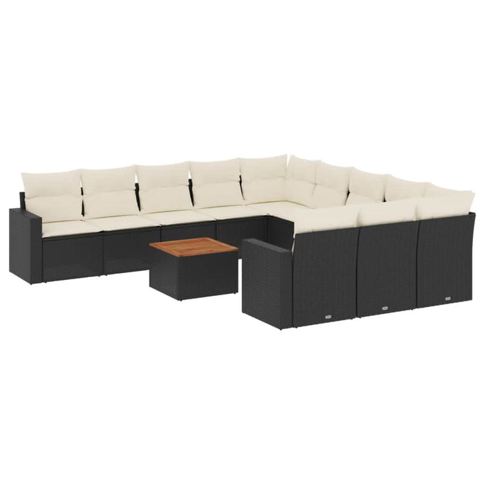 Set canapele de grădină, 12 piese, cu perne, negru, poliratan - WALTI WALTI