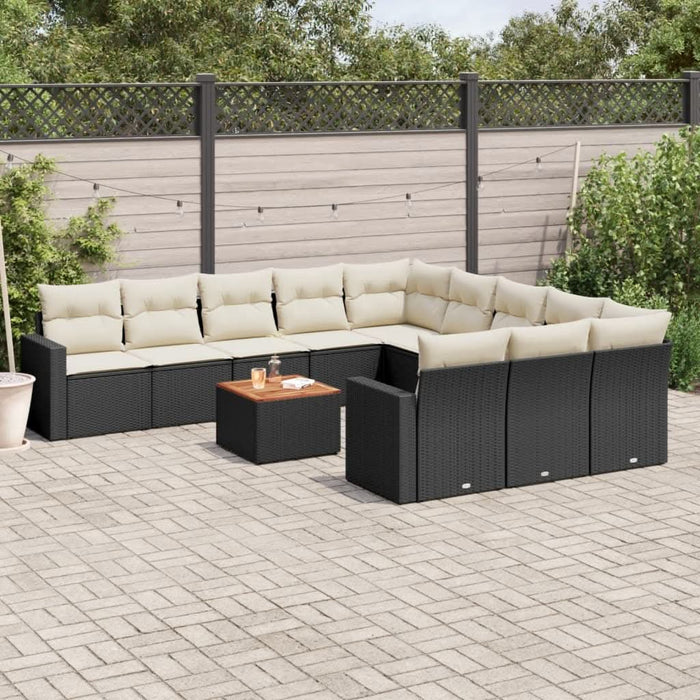 Set canapele de grădină, 12 piese, cu perne, negru, poliratan - WALTI WALTI