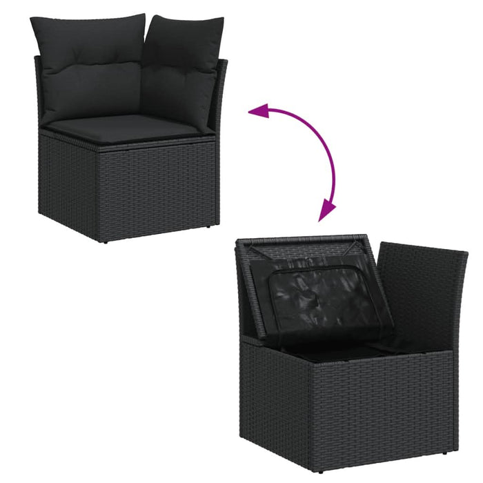 Set mobilier de grădină cu perne, 13 piese, negru, poliratan - WALTI WALTI
