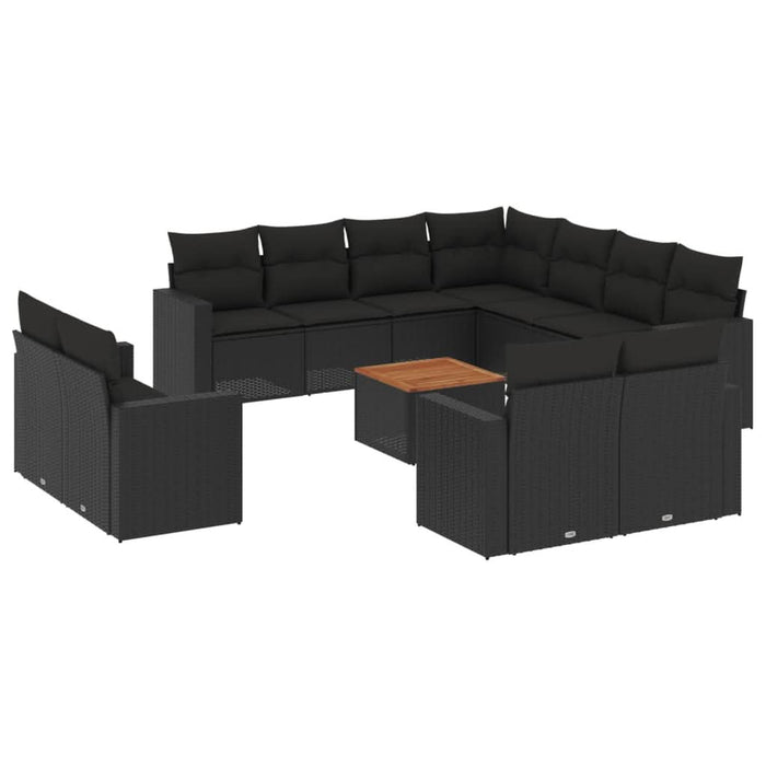 Set canapele de grădină, 12 piese, cu perne, negru, poliratan - WALTI WALTI