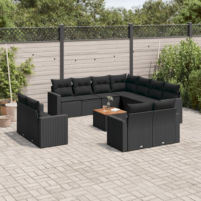Set canapele de grădină, 12 piese, cu perne, negru, poliratan - WALTI WALTI
