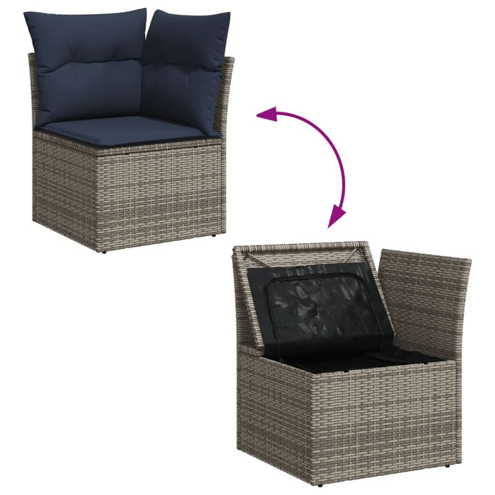 Set mobilier de grădină cu perne, 13 piese, gri, poliratan - WALTI WALTI