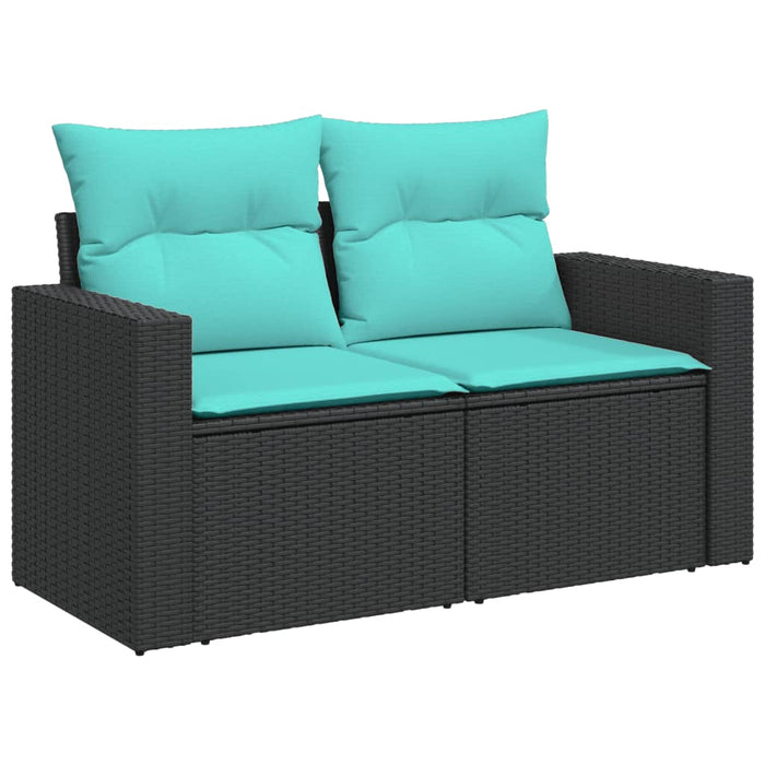 Set mobilier de grădină cu perne, 14 piese, negru, poliratan - WALTI WALTI
