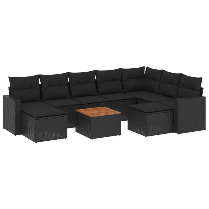Set canapele de grădină cu perne, 10 piese, negru, poliratan - WALTI WALTI