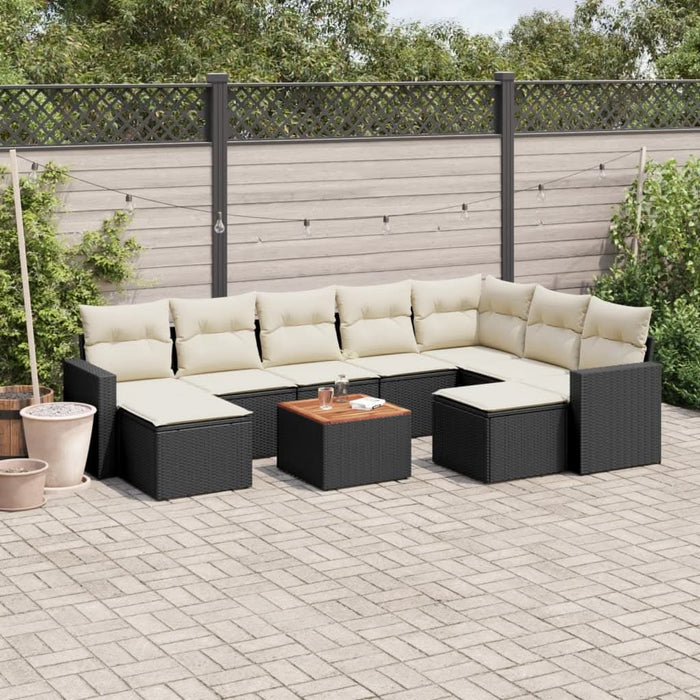 Set canapele de grădină cu perne, 10 piese, negru, poliratan - WALTI WALTI