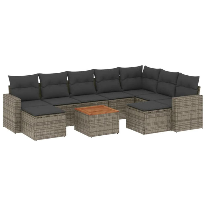 Set mobilier de grădină cu perne, 10 piese, gri, poliratan - WALTI WALTI