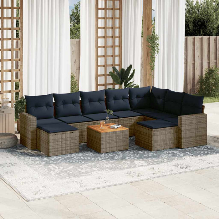 Set canapele de grădină cu 10 piese și perne, gri, poliratan - WALTI WALTI