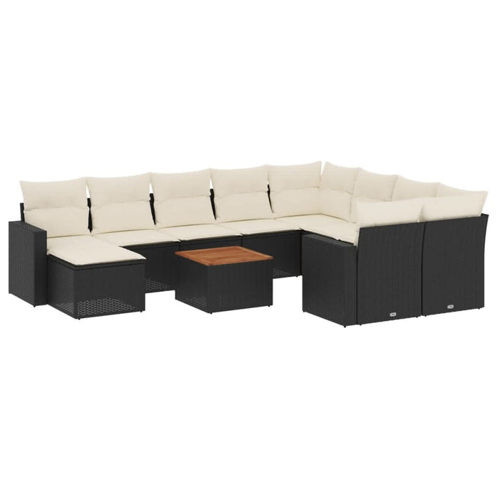 Set canapele de grădină cu perne, 11 piese, negru, poliratan - WALTI WALTI
