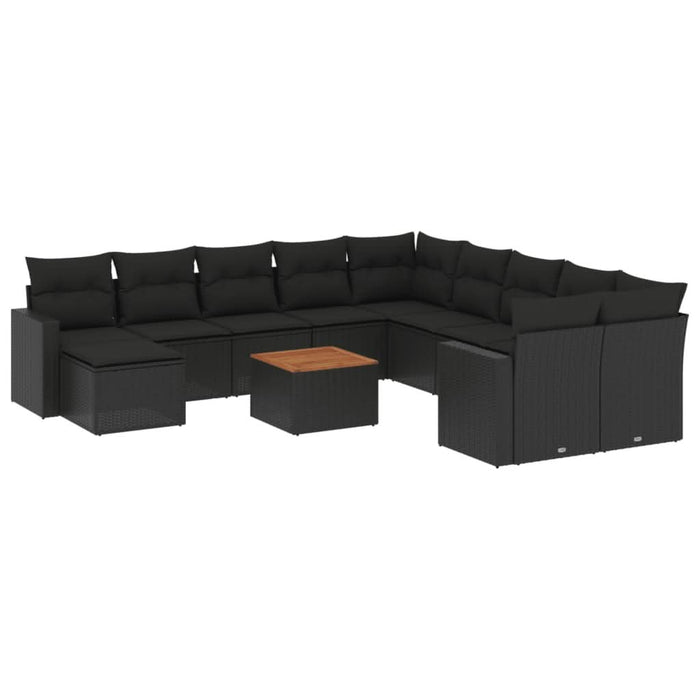 Set canapele de grădină, 12 piese, cu perne, negru, poliratan - WALTI WALTI