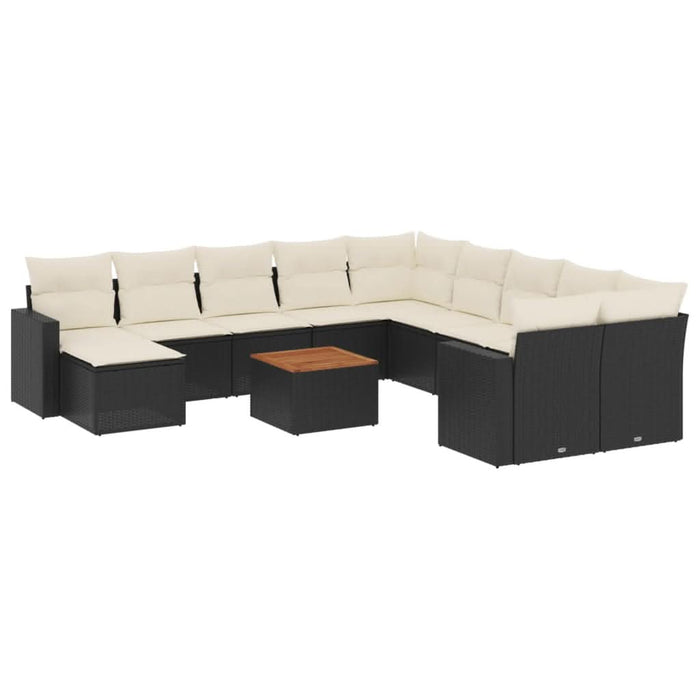 Set canapele de grădină, 12 piese, cu perne, negru, poliratan - WALTI WALTI
