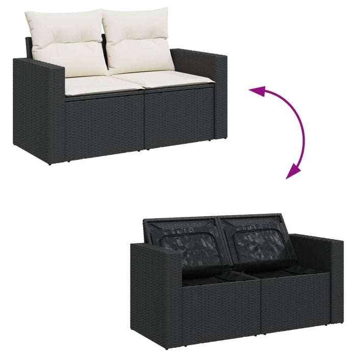 Set canapele de grădină, 12 piese, cu perne, negru, poliratan - WALTI WALTI